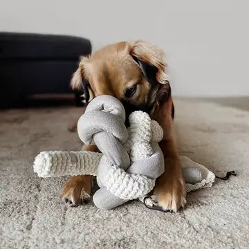 NOU JOUET POUR CHIEN GRIS AVEC GRAPPES FROISSÉES ENRICHISSEMENT - Toutoustore