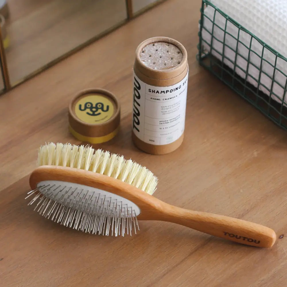 Brosse double face pour poils longs et mi-longs - Toutoustore